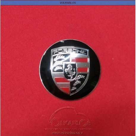 EMBLEMA PLACA RDA. CONICA "PORSCHE" NEGRO