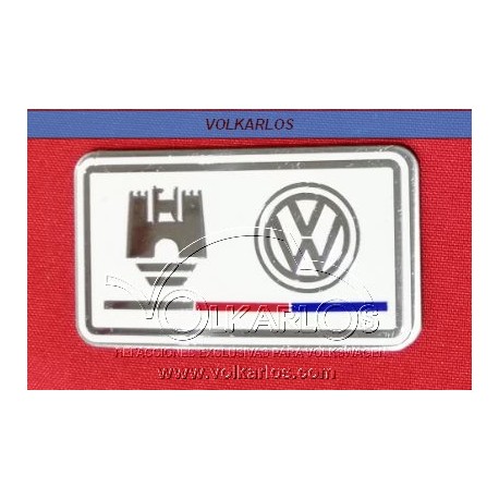 EMBLEMA PLACA RECTANGULAR "CASTILLO VW BCO"