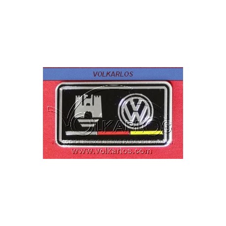 EMBLEMA PLACA RECTANGULAR "CASTILLO VW" NEGRO"